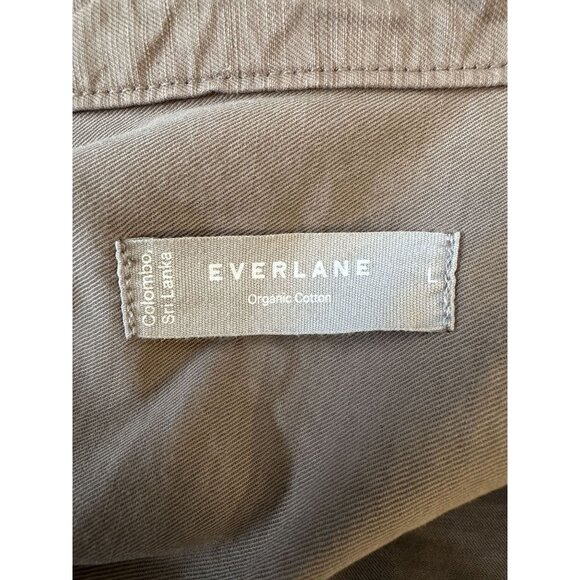 EVERLANE Everyone Unisex Organic Cotton Utility Spring Shirt Jacket Taupe Size L - Picture 13 of 15